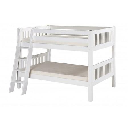 ECO-FLEX Camaflexi Low Bunk Bed Angle Ladder - Mission Headboard - White Finish C2013A_WH